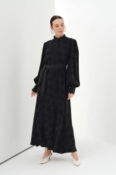 N'Prive Düğme Detay İpek Cupra Elbise