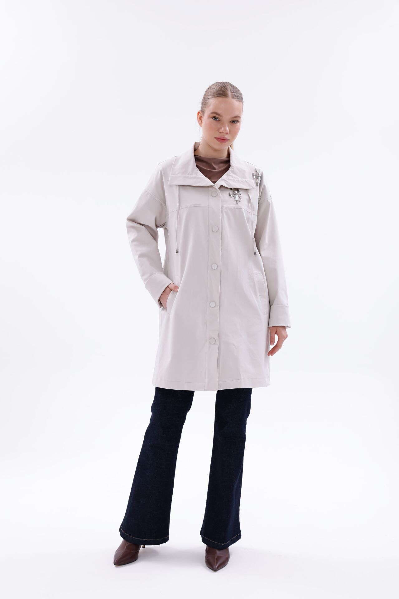 N'Prive Çıtçıt Detaylı Trench Coat